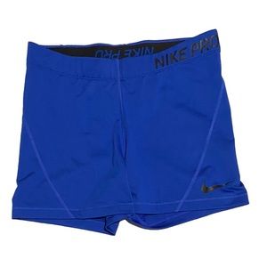 Nike womens shorts size large Nike pro compression fitted logo 3.5 Inseam blue